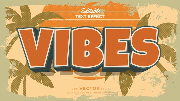 Editable text style effect retro summer text in grunge style theme