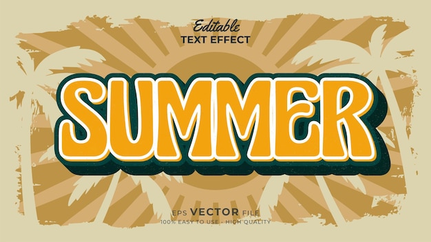 Editable text style effect retro summer text in grunge style theme