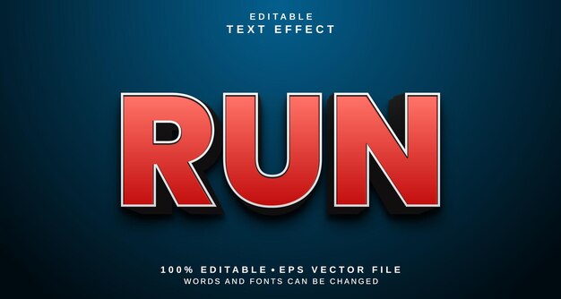 Vector editable text style effect run text style theme