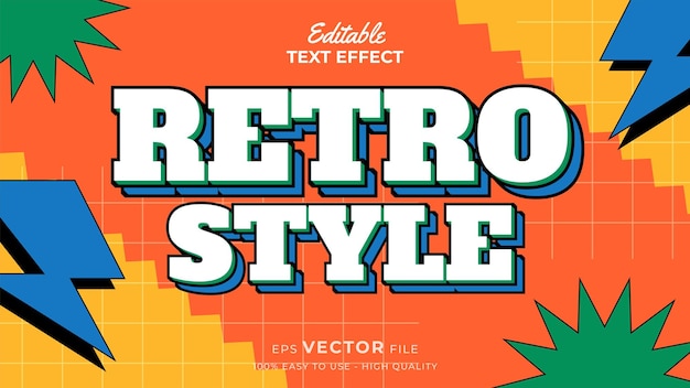 Vettore testo modificabile effetto stile testo estate retrò vecchia scuola cartone animato in tema stile groovy