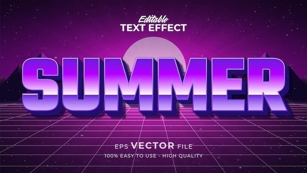 Editable text style effect - summer retro text style theme