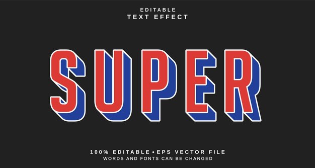 Vector editable text style effect super text style theme