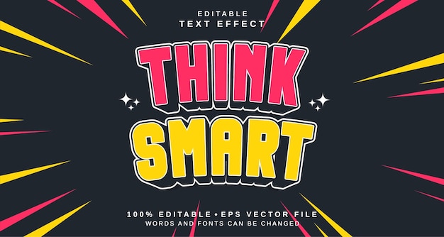편집 가능한 텍스트 스타일 효과 Think Smart 텍스트 스타일을 테마