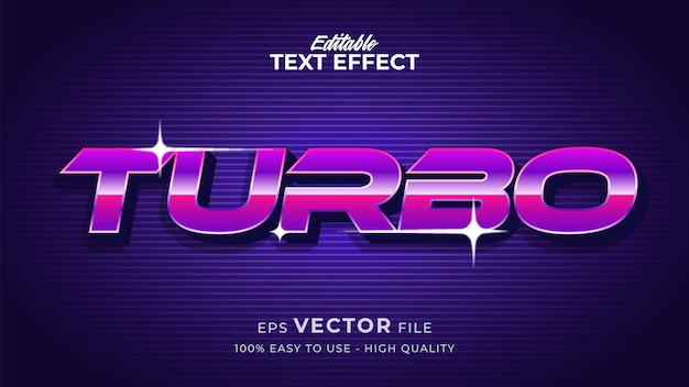 Editable text style effect - turbo tech retro text style theme