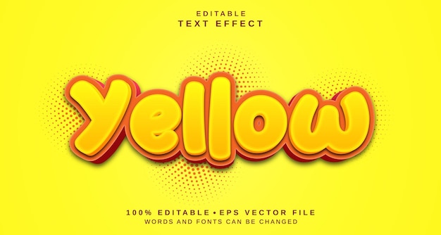 Vector editable text style effect yellow text style theme