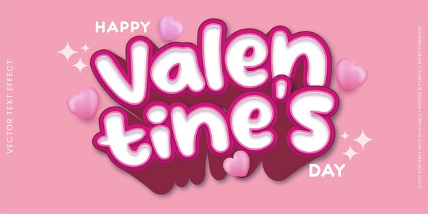 Editable text valentines day with 3d text effect style concept