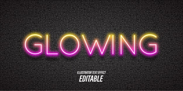 Vector editable text with neon and 3d light effects