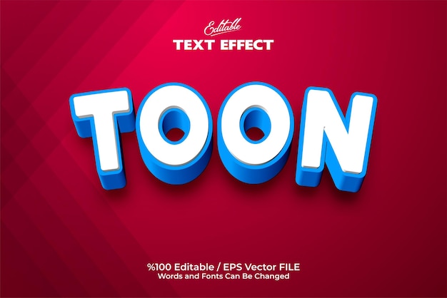 Editable 'Toon' text effect written on a red background