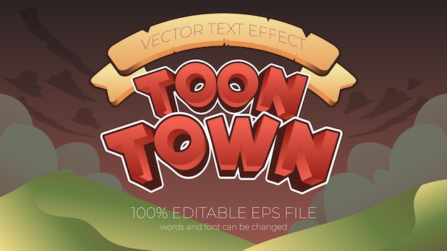 Редактируемый текстовый эффект toon town в стиле eps редактируемый текстовый эффект