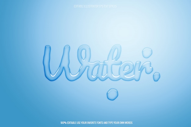 Vector editable transparent water text effect