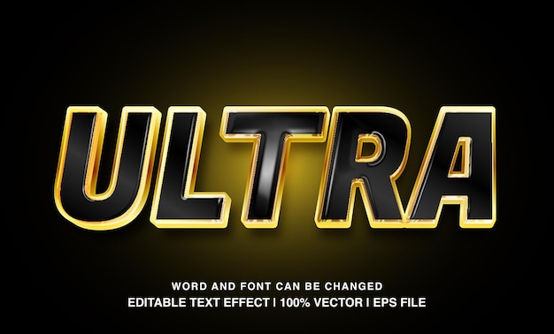 편집 가능한 Ultra Black Gold 3D 대담한 반이는 텍스트 효과
