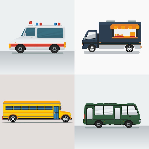 Editable Various Vehicles Illustraton Set