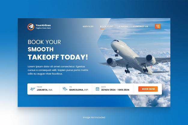 Editable vector airline flight landing page template