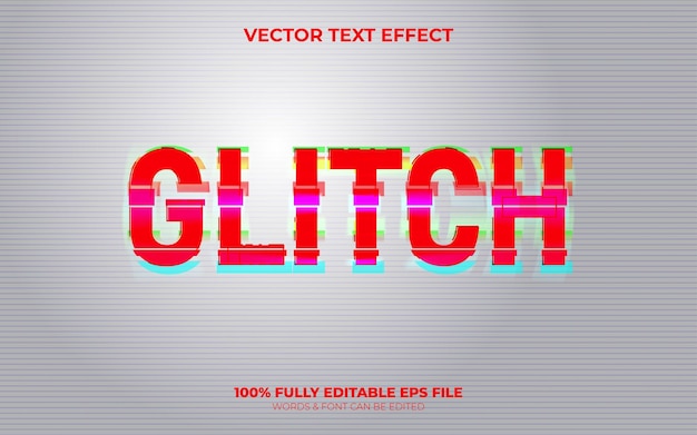 Editable Vector Distorted Glitch Text Effect with Red Color Style