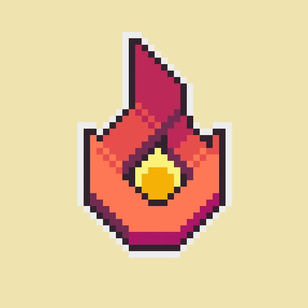 Editable vector fire icon pixel art illustration for game development game asset web asset