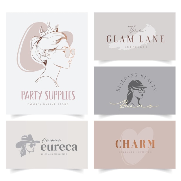 Vector editable vector logos set for a feminine business