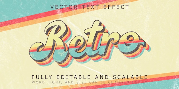 Vector editable vector text effect retro theme