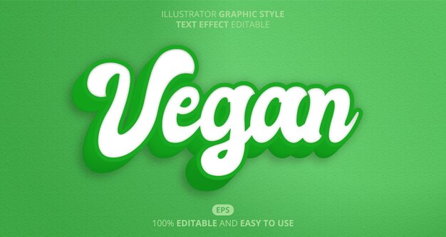 Editable vegan text effect, 3d text style with green background