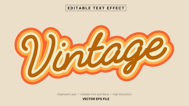 Editable Vintage Font. Typography Template Text Effect Style. Lettering Vector Illustration Logo.