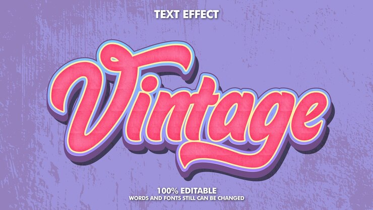 Vector editable vintage retro text effect with grunge texture