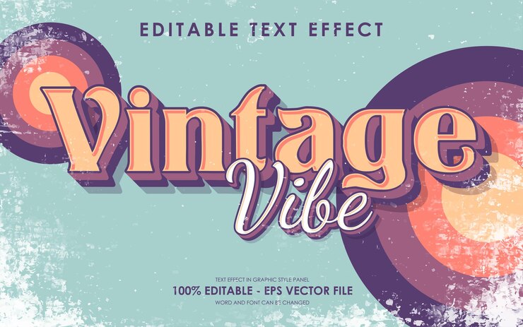 Вектор редактируемый ретро-текстовый эффект vintage vibe