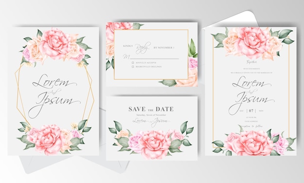 Editable Wedding Invitation card set template