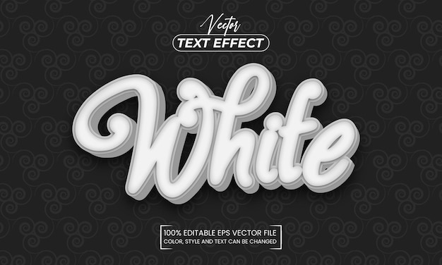 Vector editable white text effect with black background