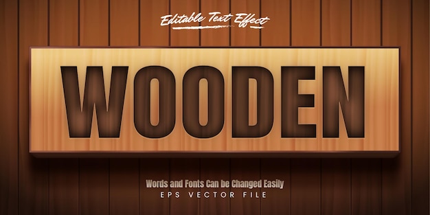 Vector editable wood text effect