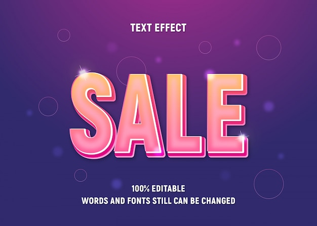 Editable yellow text about sale with gradient effect.