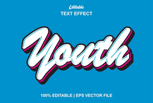 Editable youth text effect in blue and white