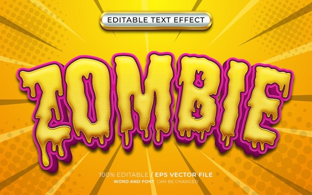 Editable Zombie 3D Text Effect Halloween Theme