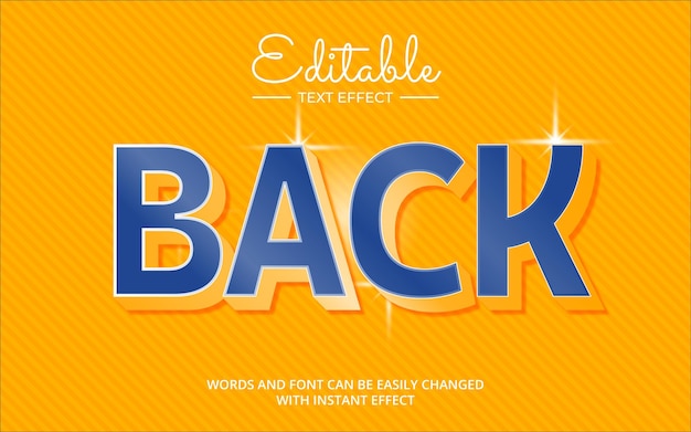 Editeble back text effect, blue and orange text effect vector eps10