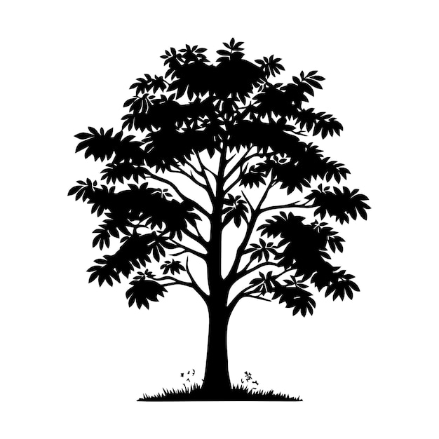 Editeerbare vectorillustratie van een boomsilhouet geïsoleerd op een witte achtergrond