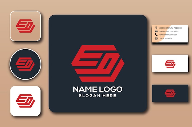 Edj monogram logo template color editable