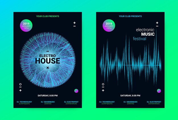 Edm-posters ingesteld voor elektronisch muziekfestival