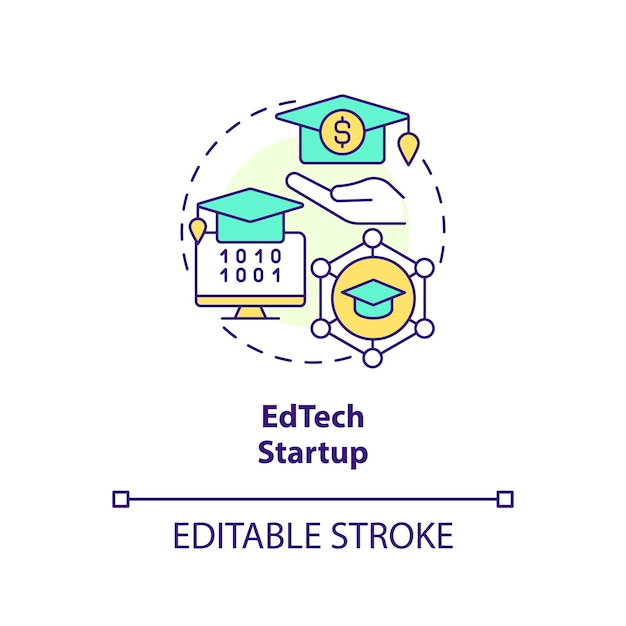 Edtech opstarten concept icoon