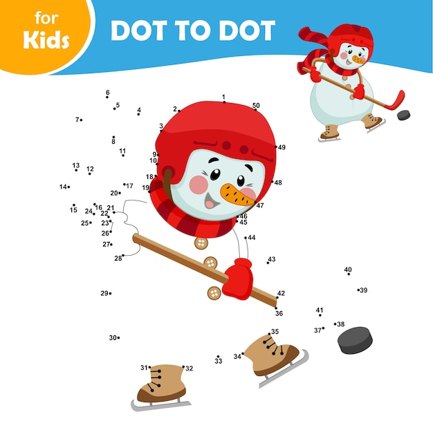 Educatief kinderspel dot by dot leuke sneeuwpop winterserie minigames