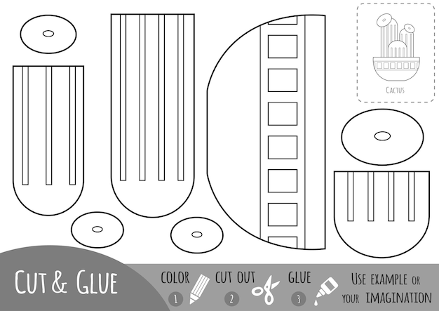 Educatief papierspel voor kinderen kamerplant cactus gebruik een schaar en lijm om de afbeelding te maken