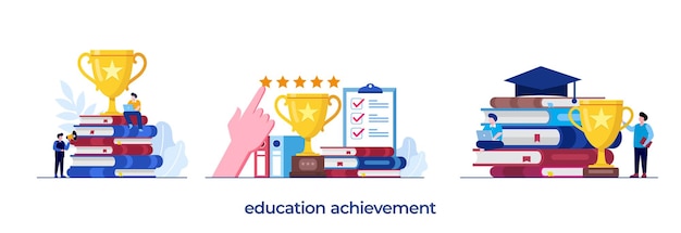 Education achievement diploma graduation goal educational scholarship flat design vector