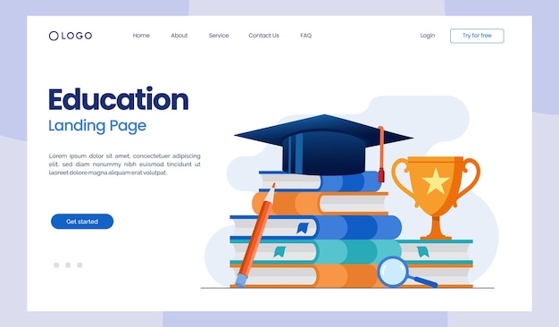 Education achievement learning scholarship education concept flat vector illustration landing page