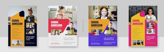 Vector education admission flyer layout design kids back to school education flyer vector illustration