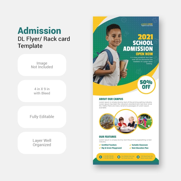 Education admission school college kids study dl flyer