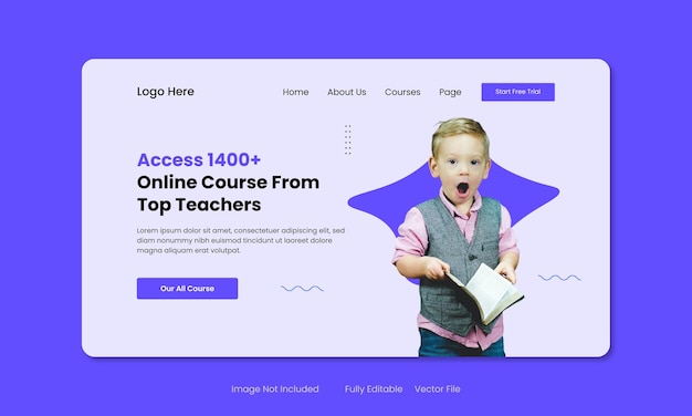 Vector education admission website landing page with banner template