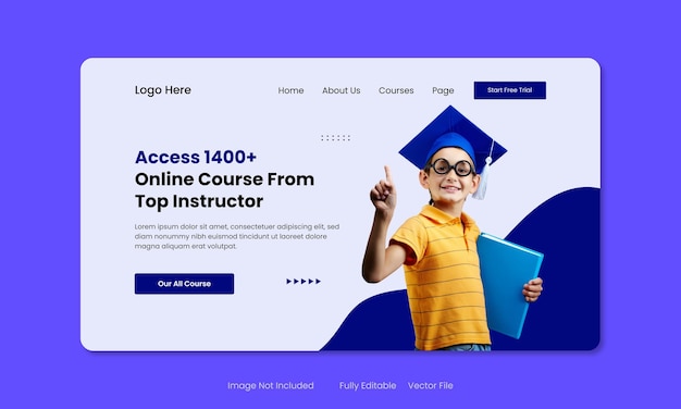 Education admission website landing page with banner template