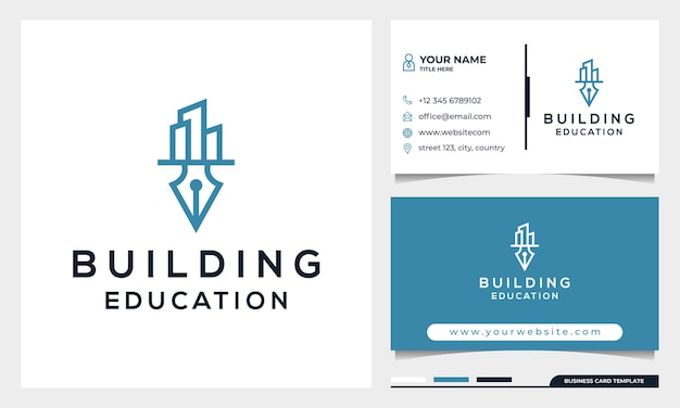 명함 템플릿으로 교육 및 건물 로고 디자인 컨셉