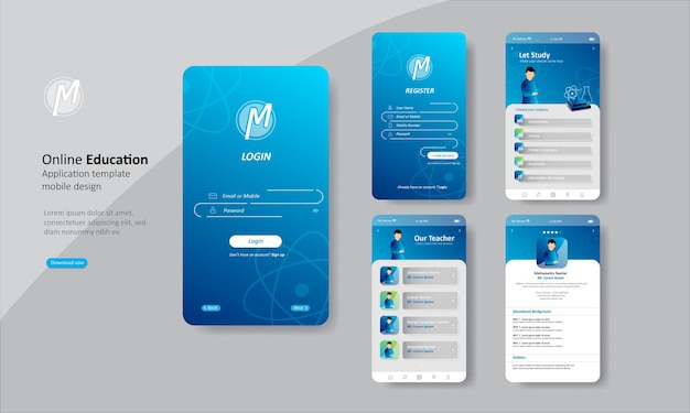 教育アプリのUIデザインテンプレート