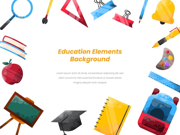 Education background with colorful education icon element