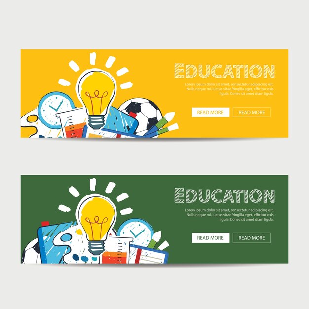 Vector education banner and back to school background template