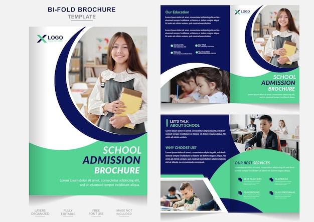 Education Bifold Brochure with modern abstract school admission brochure