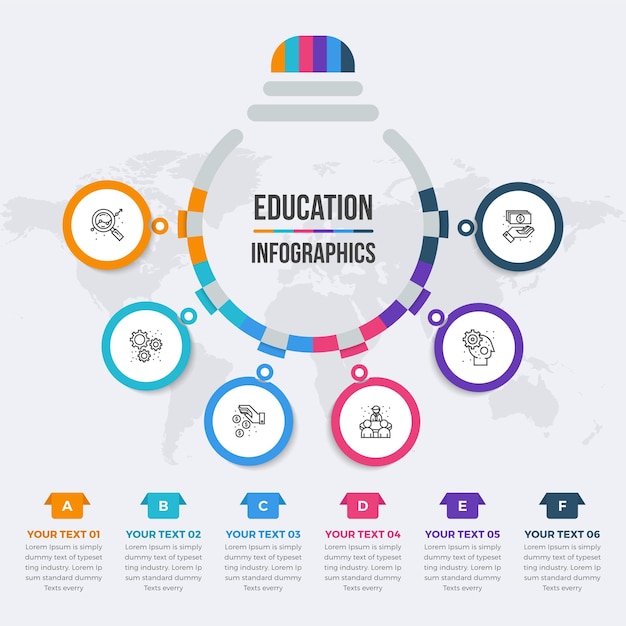 Vector education circle infographic with 06 steps